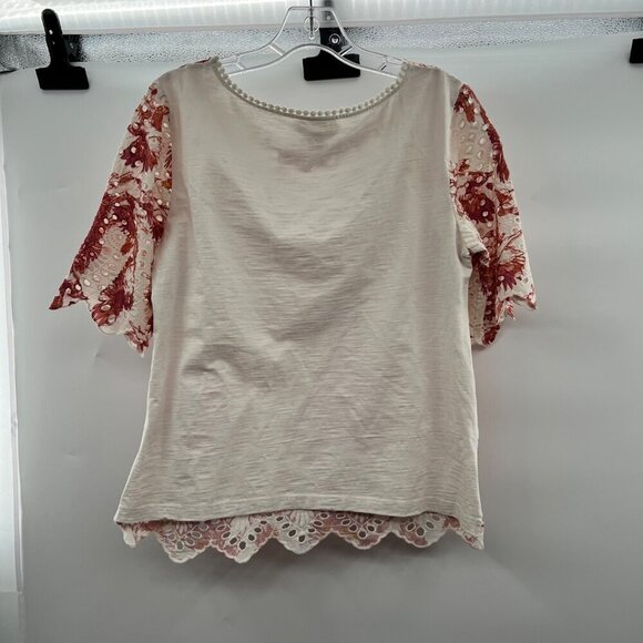 Porridge Women's Eyelet Lace Top Short Sleeve Size Small - Picture 7 of 9